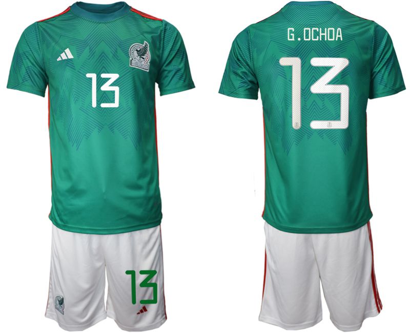 Cheap Men 2022 World Cup National Team Mexico home green 13 Soccer Jersey